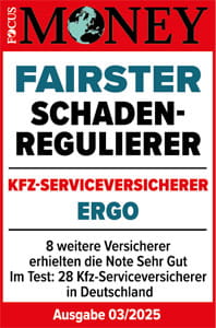 Focus-Money-Testsiegel wertet die ERGO Kfz-Versicherung als "Fairsten Schadenregulierer" in Ausgabe 03-2025